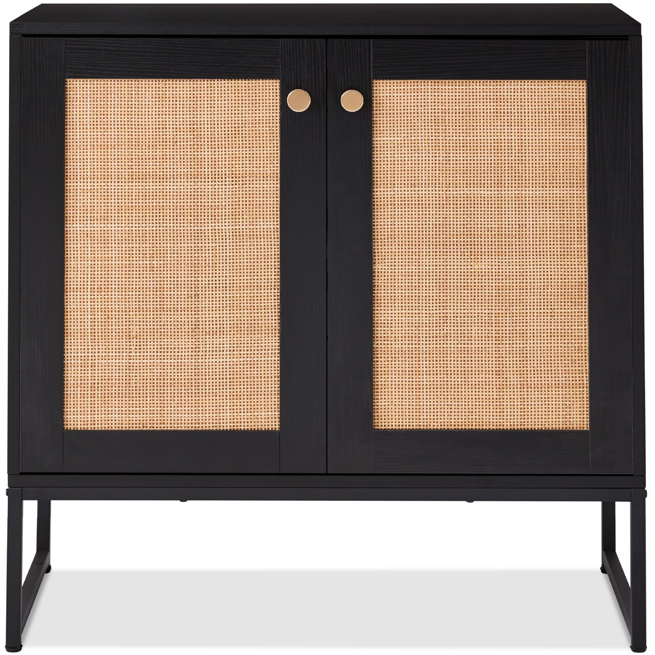 Best Choice Products 2-Door Rattan Storage Cabinet, Accent Furniture, Cupboard w/ Non-Scratch Foot Pads
